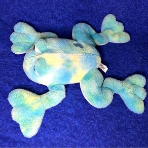 RARE Large Squishmallows Tie Dye Green Yellow Frog 23” Blue Eyes Heart